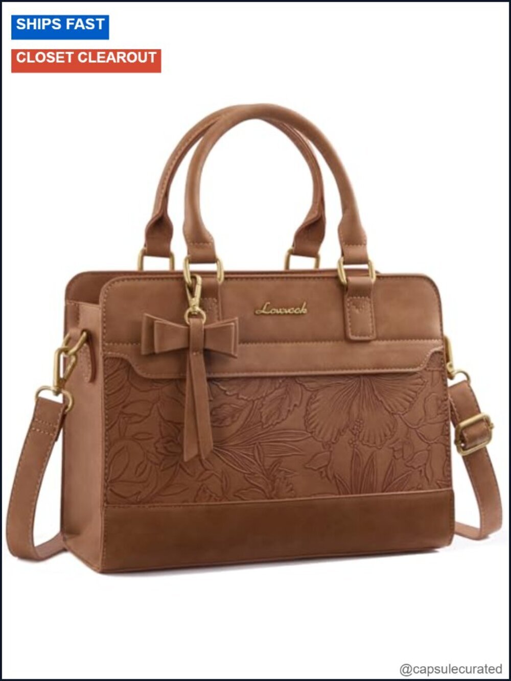 Women Faux Leather Satchel Purse Crossbody Tote Handbag with Bowknot Zipper